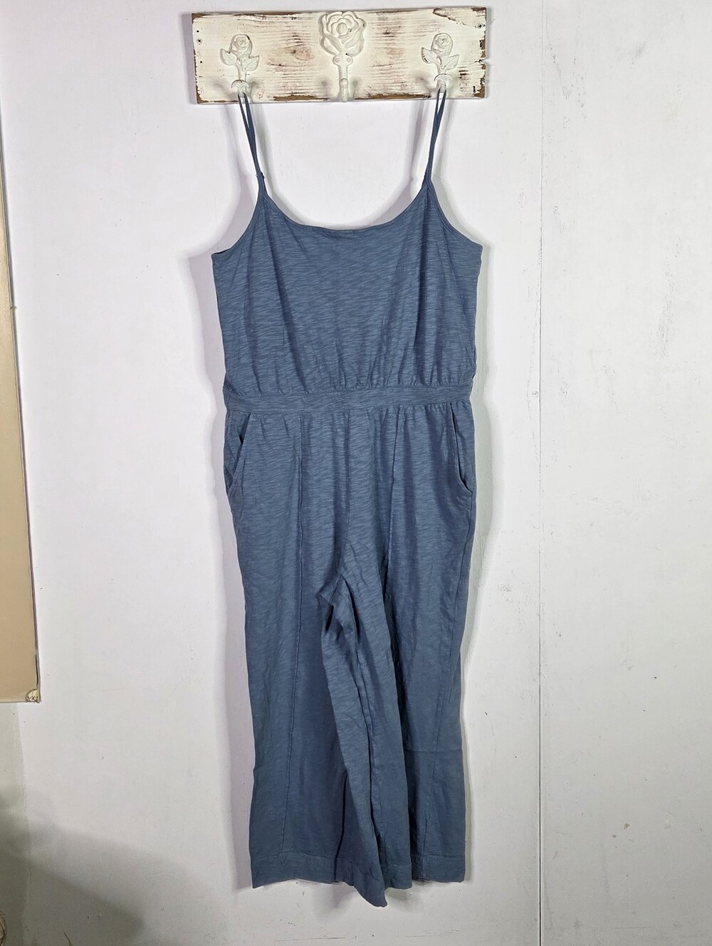UpWest Size XL Womens Cotton Classic WIDELEG Romper Pantsuit Chambray Blue